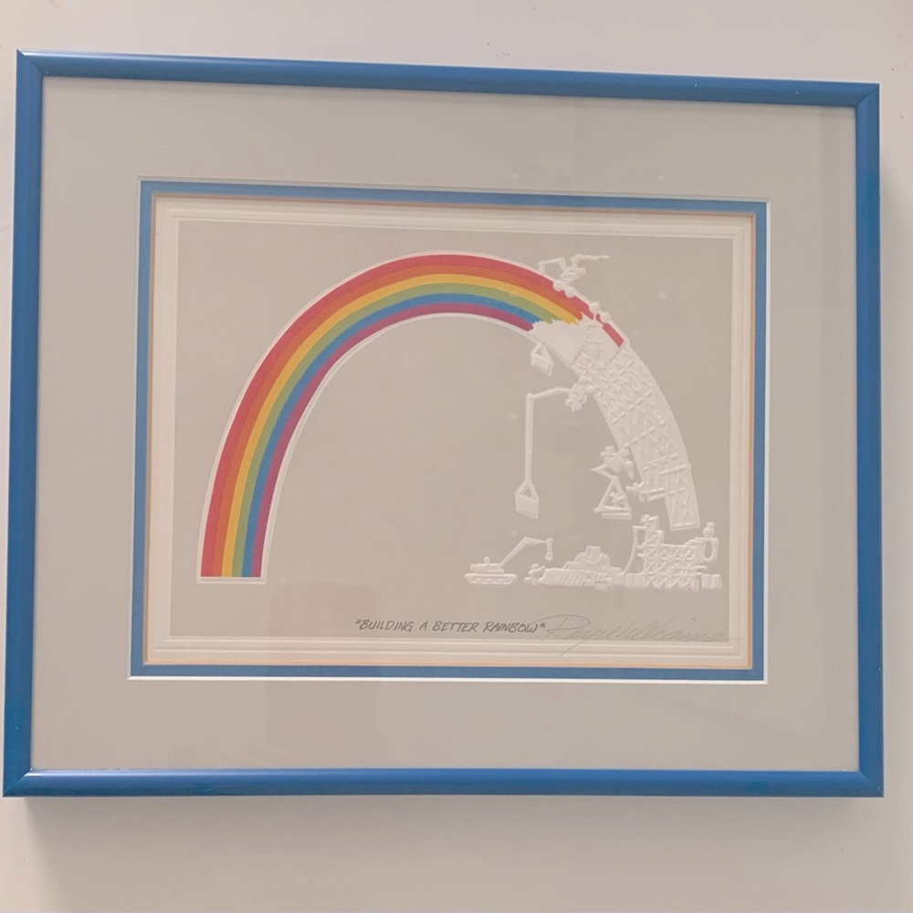 🌈🏗️ “Building A Better Rainbow”  Embossed Roy Williams Framed wall hanging